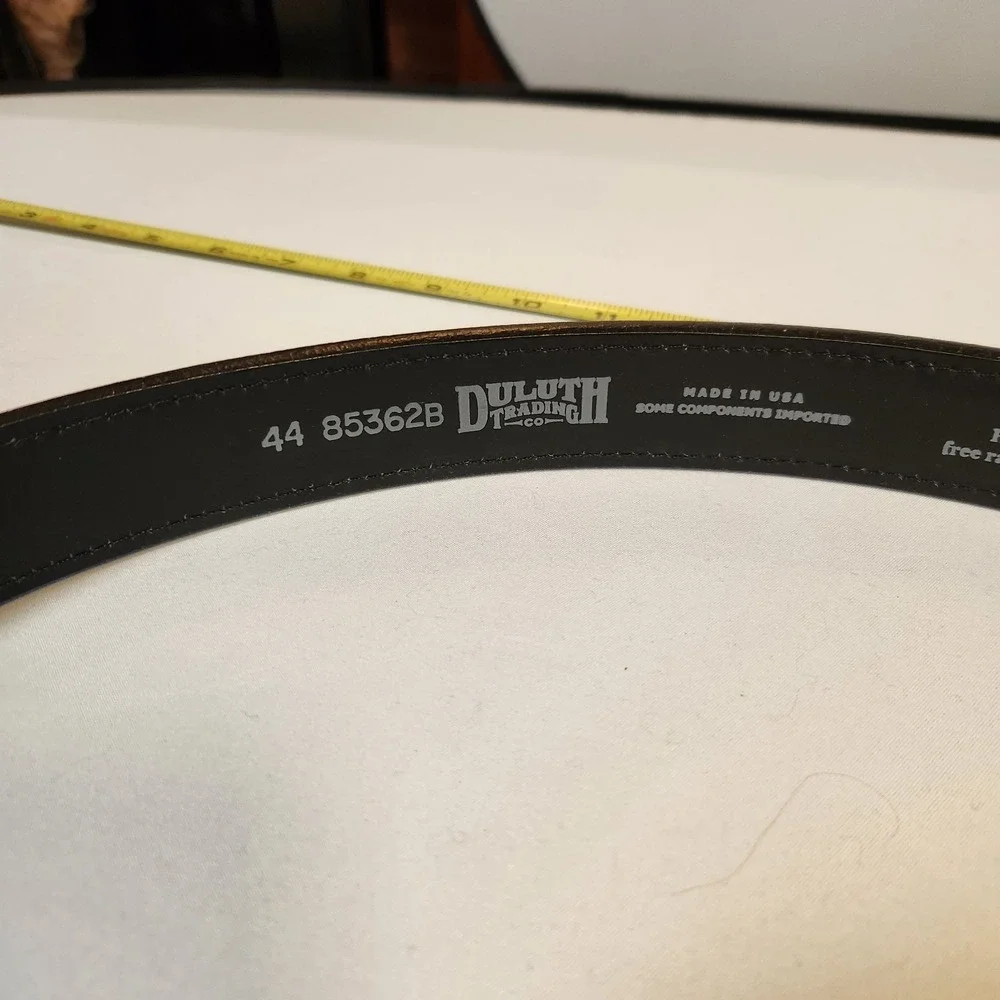Duluth Trading Co. Belt Mens 44 Black Genuine Leather Lifetime Work